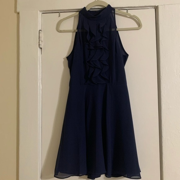 Ruffle bcbg Generation Navy Blue Dress Size 2 - Picture 10 of 15